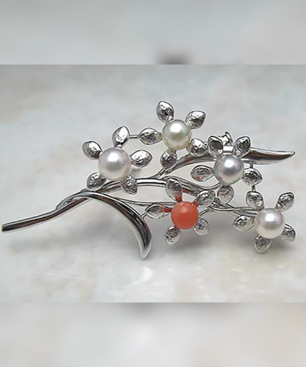 あこや真珠 忘れな草のブローチ - 画像 (2)