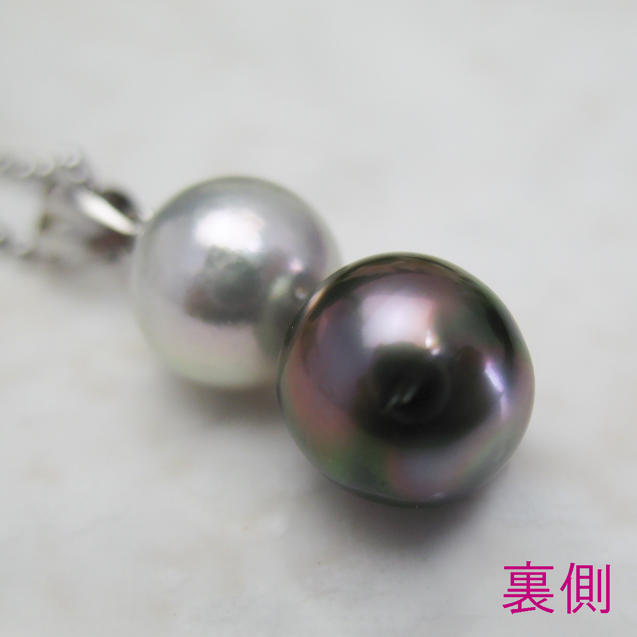 K14WGリキテア黒蝶真珠&あこや真珠 PALPALペンダント - 画像 (6)