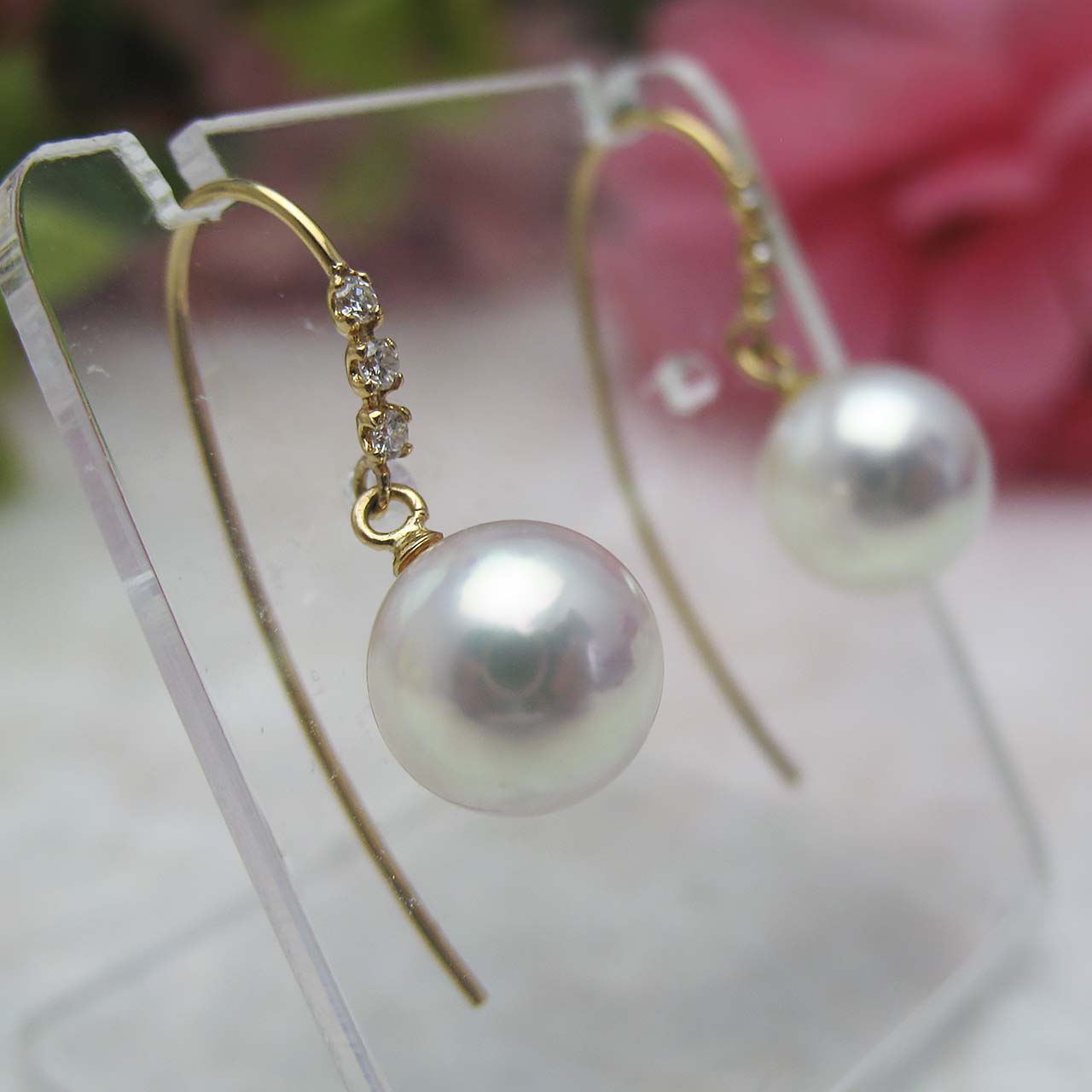 準天女クラスK18あこや&ダイヤピアス
