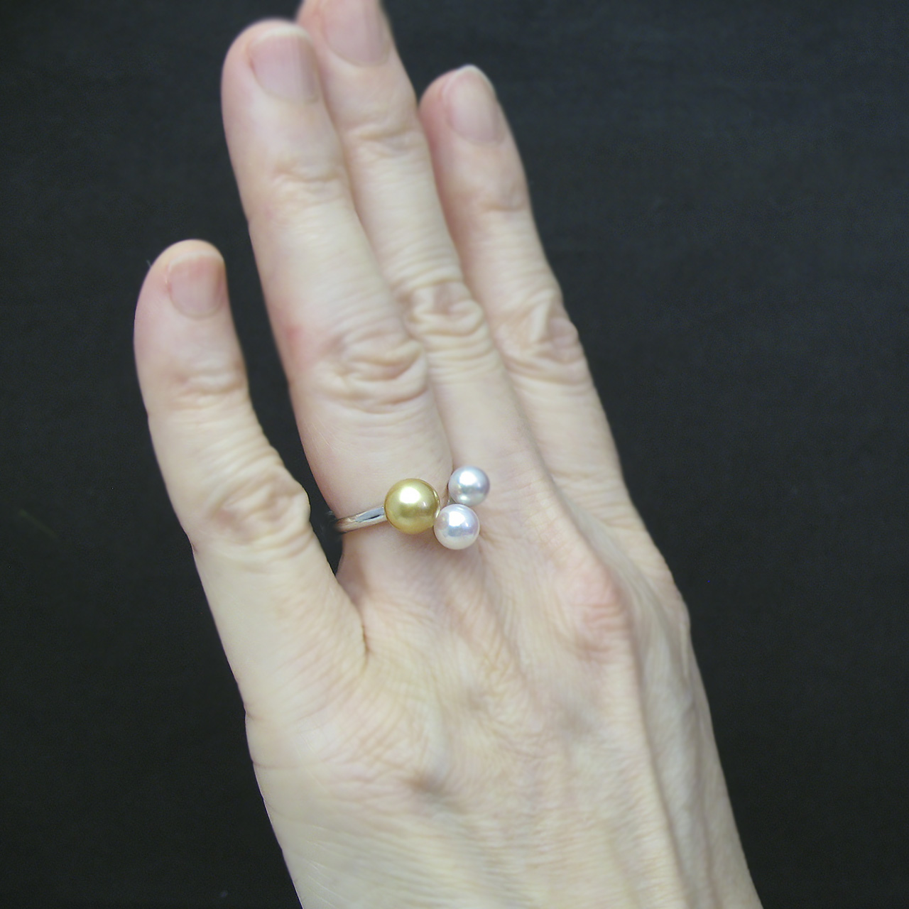 Pt900南洋金色&あこや真珠リング - 画像 (7)