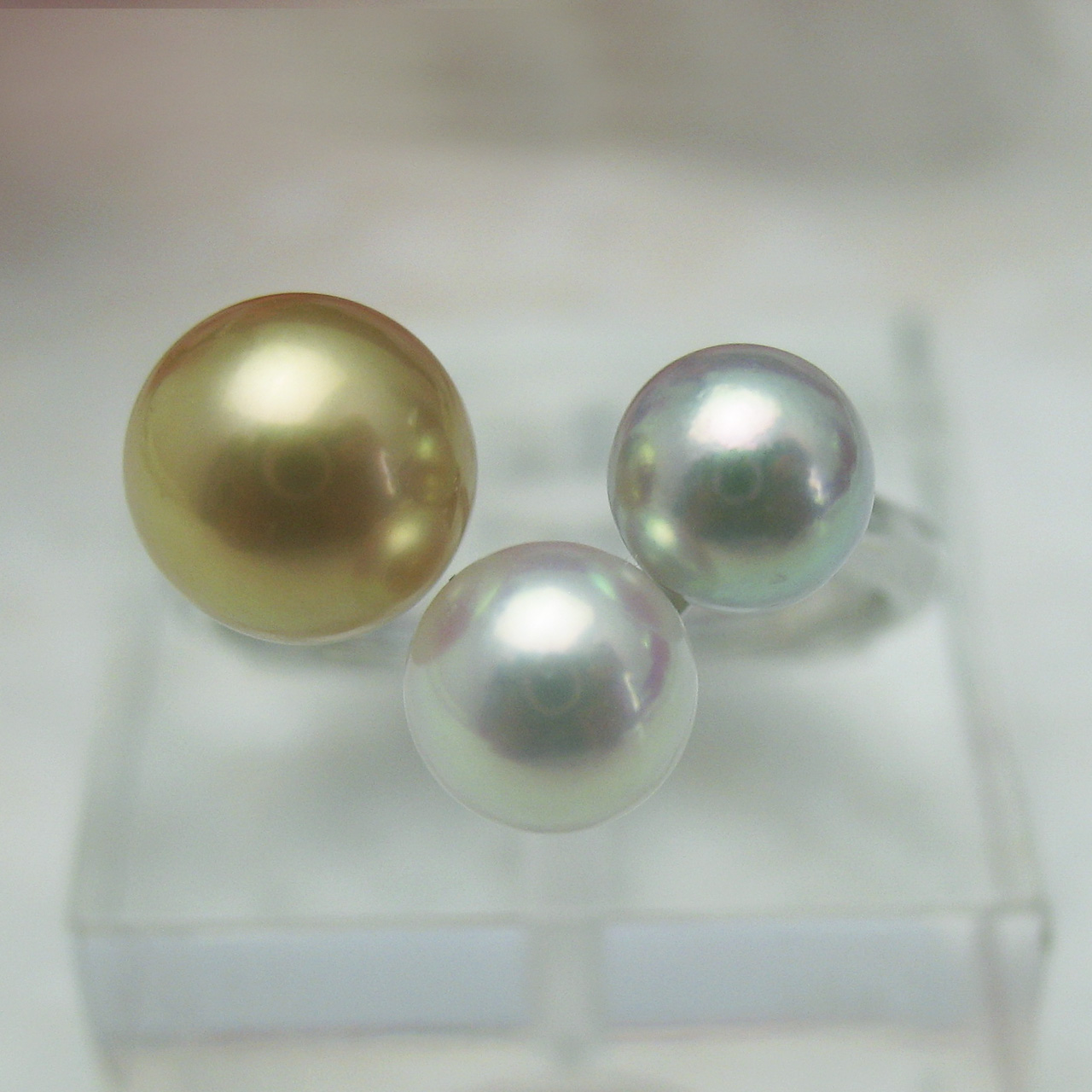 Pt900南洋金色&あこや真珠リング - 画像 (2)