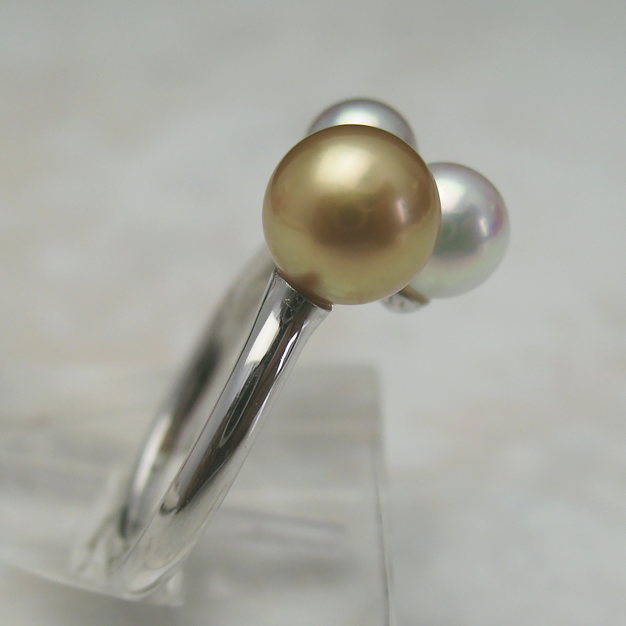 Pt900南洋金色&あこや真珠リング - 画像 (3)