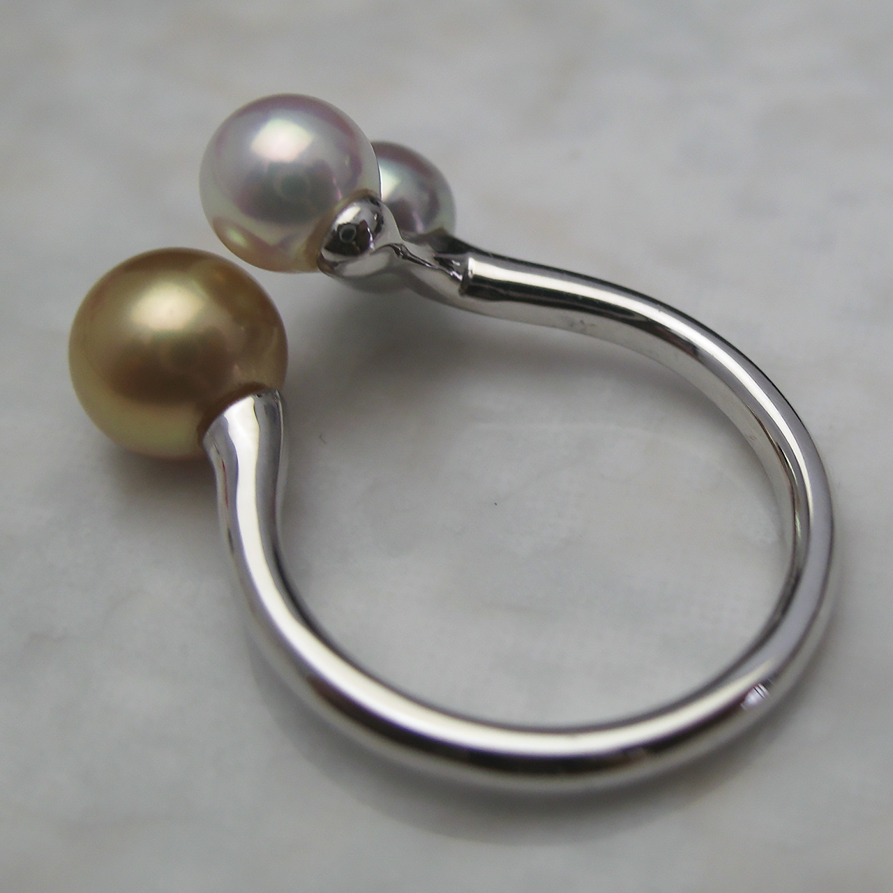 Pt900南洋金色&あこや真珠リング - 画像 (5)