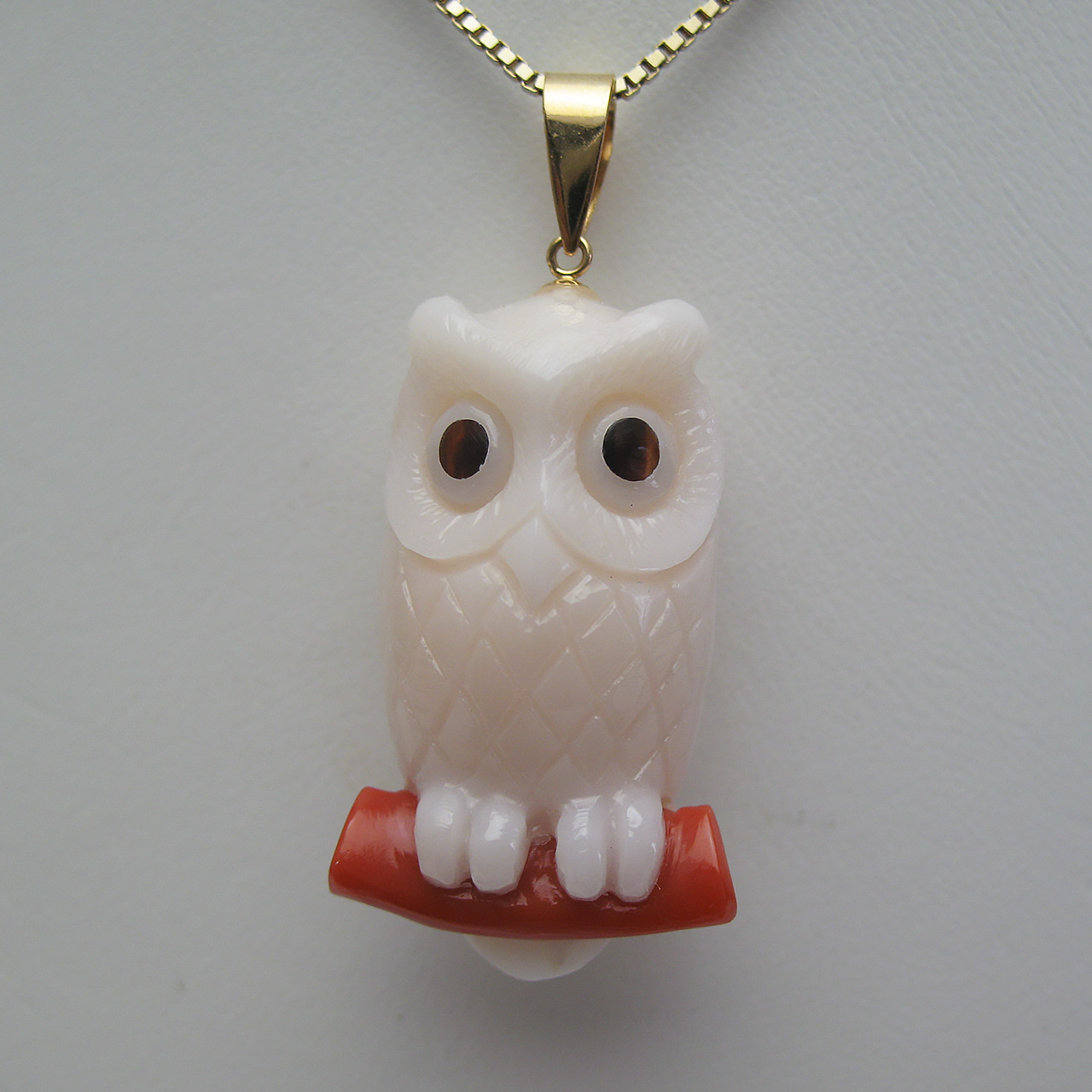 Bijoux fromsea 何だか可愛い♪フクロウK18珊瑚ペンダント - 画像 (3)