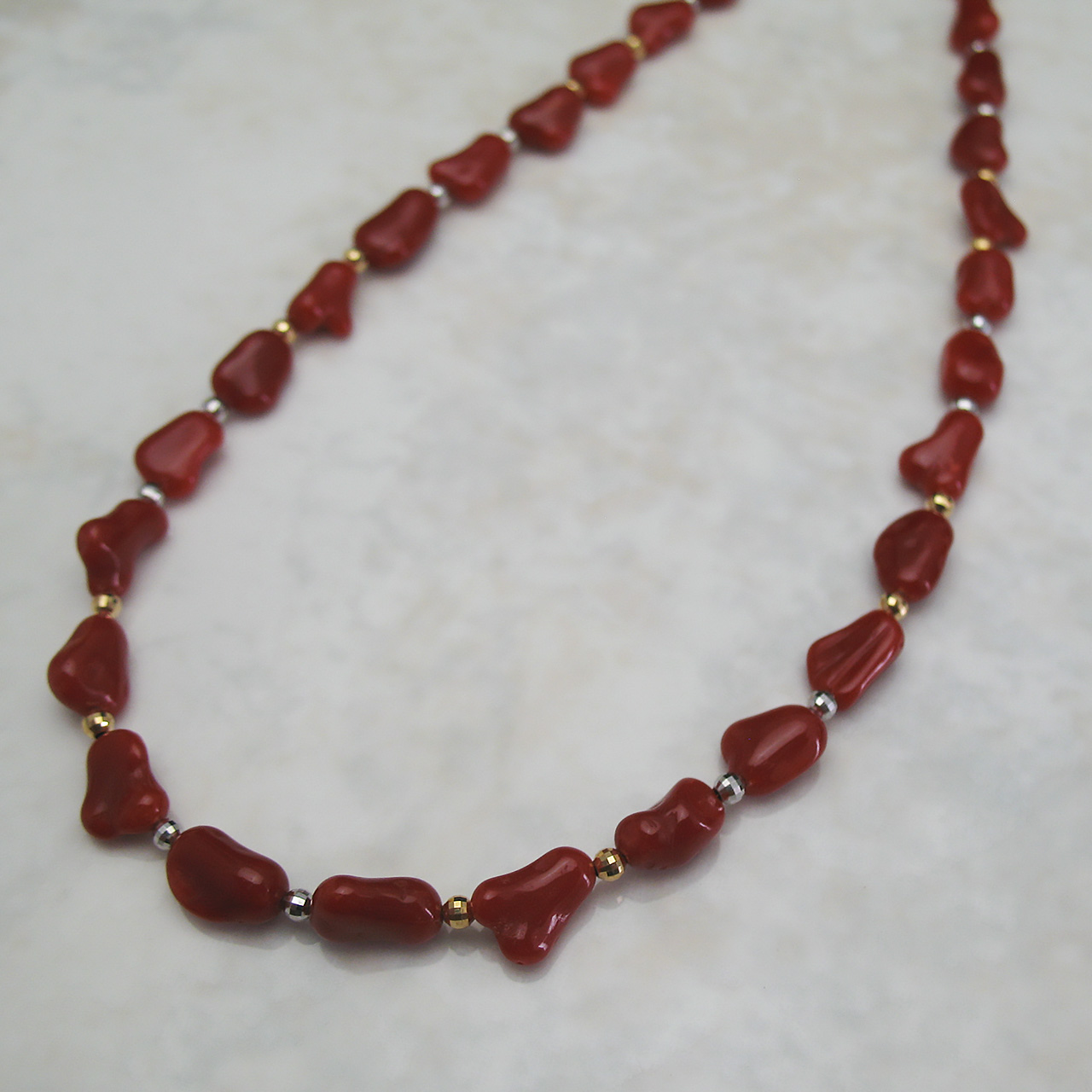 珊瑚ロングネックレス K18・K18WGミラーボール - 画像 (3)