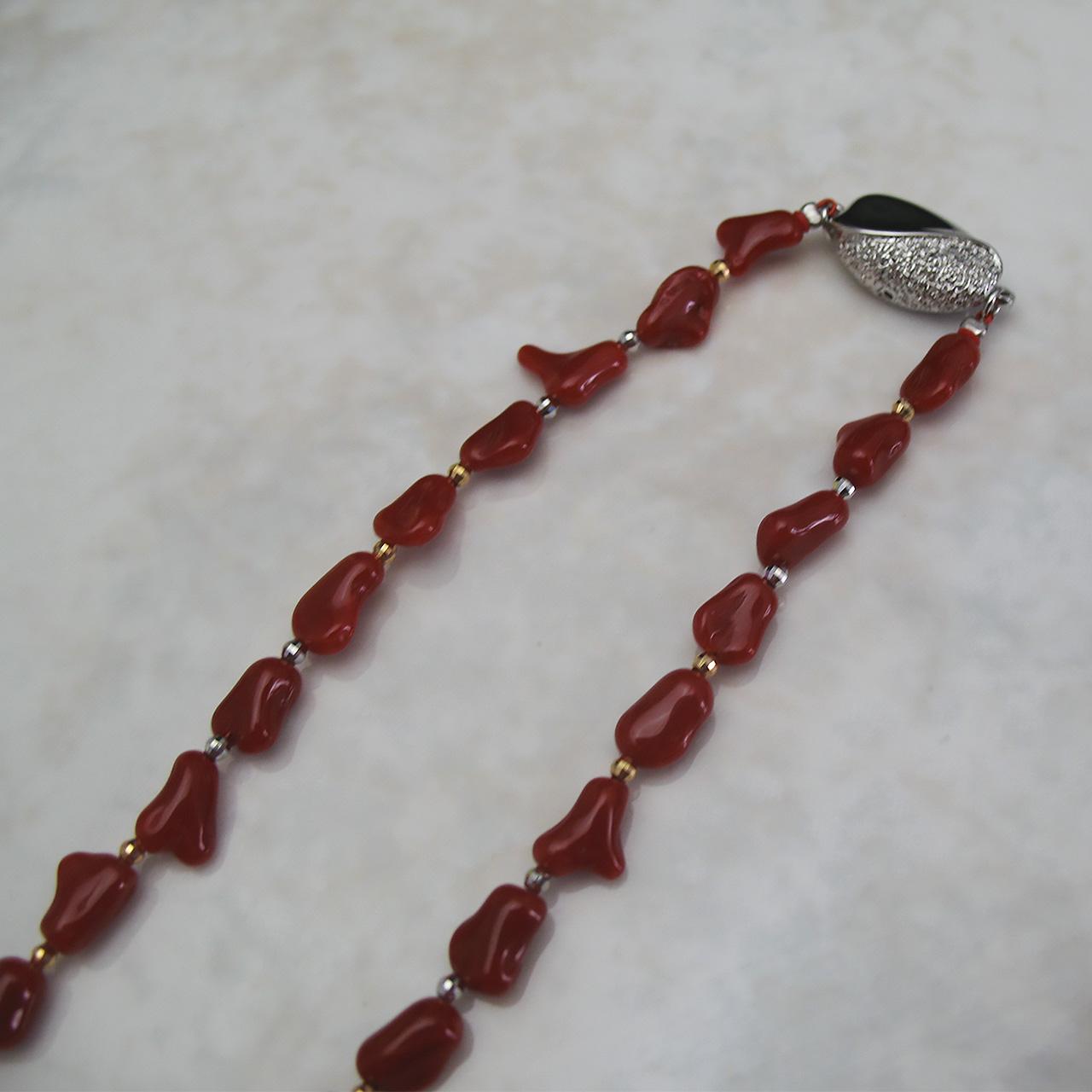 珊瑚ロングネックレス K18・K18WGミラーボール - 画像 (5)