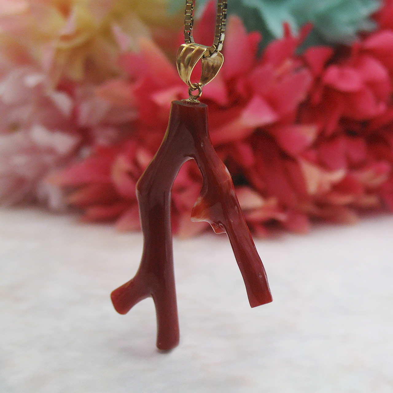 Bijoux fromsea K18血赤珊瑚ペンダント 64740 - 画像 (6)