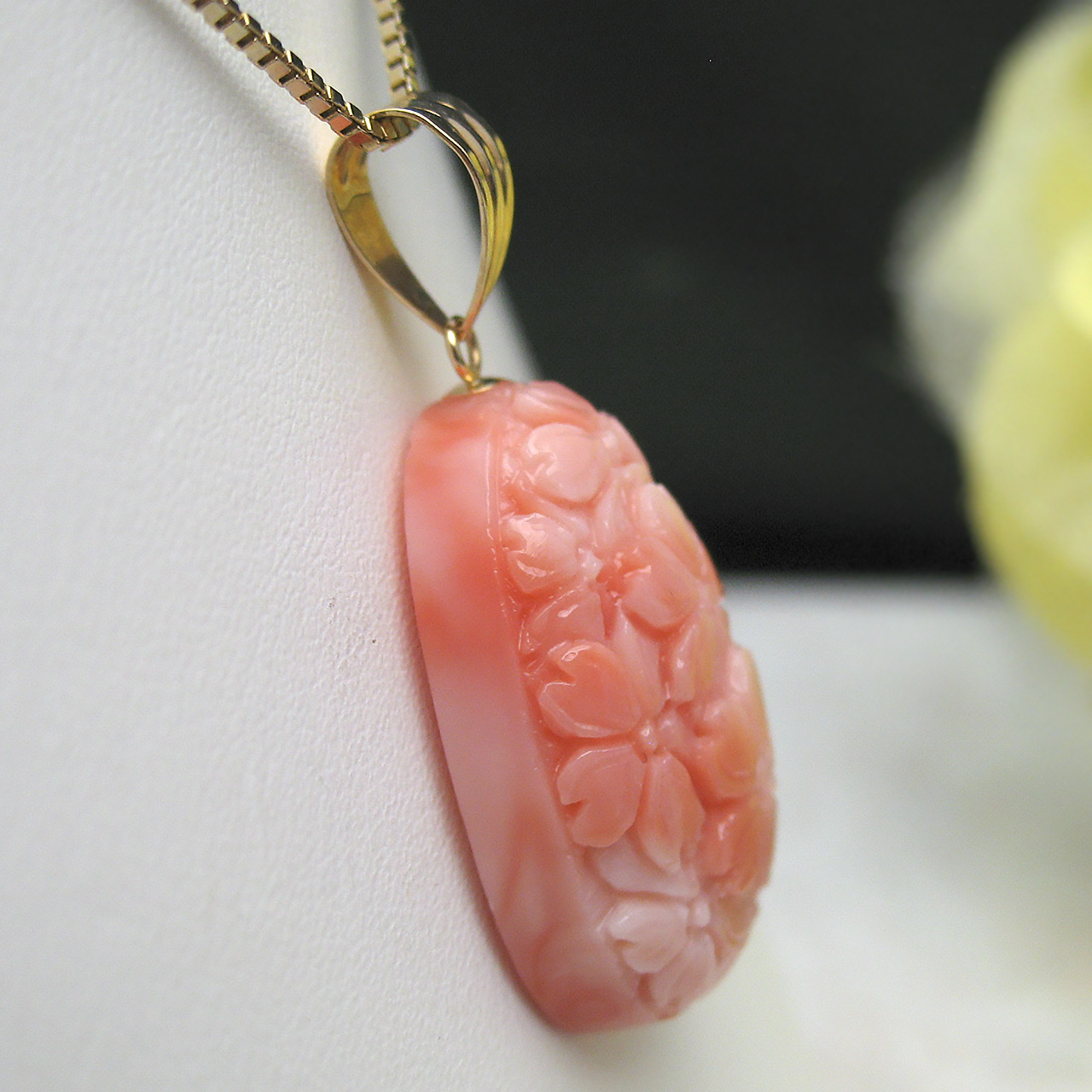 Bijoux fromsea サクラ咲く K18桃色珊瑚ペンダント - 画像 (4)