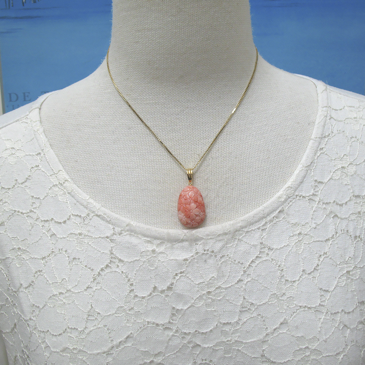 Bijoux fromsea サクラ咲く K18桃色珊瑚ペンダント - 画像 (7)