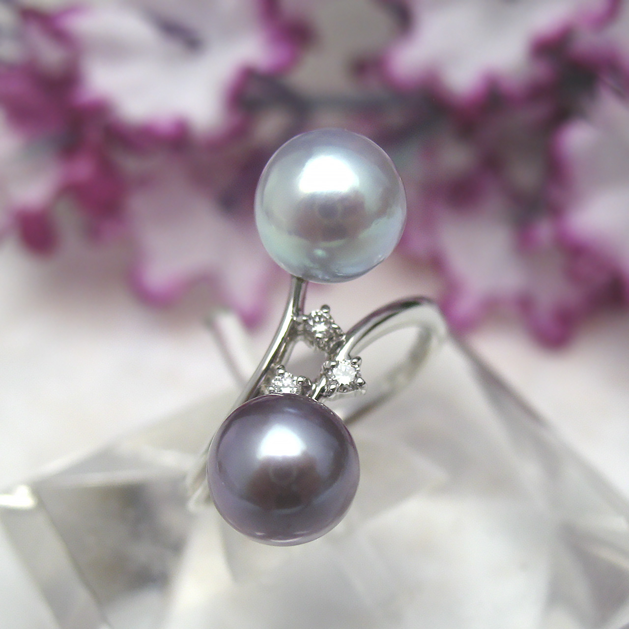 Pt900あこやナチュラル・有核淡水リング