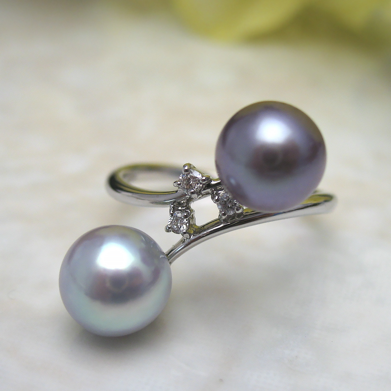 Pt900あこやナチュラル・有核淡水リング - 画像 (6)