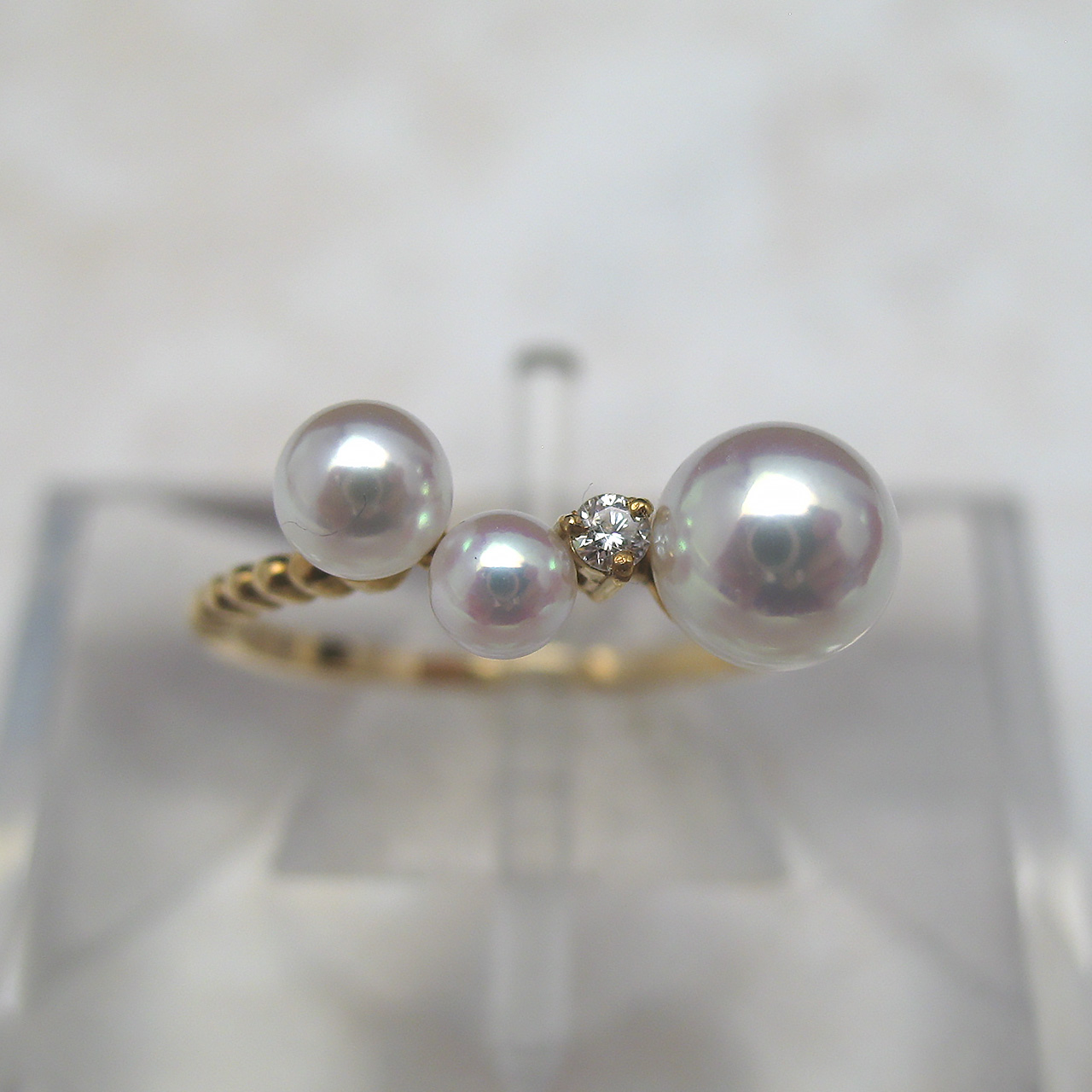 K18あこやベビーパールリング - 画像 (2)