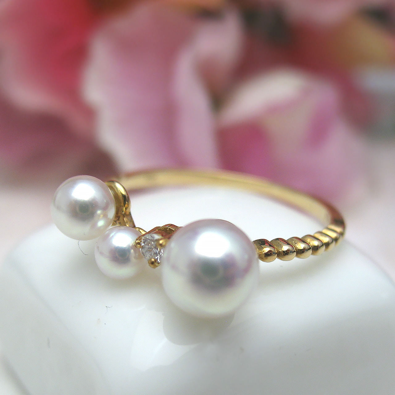 K18あこやベビーパールリング - 画像 (6)