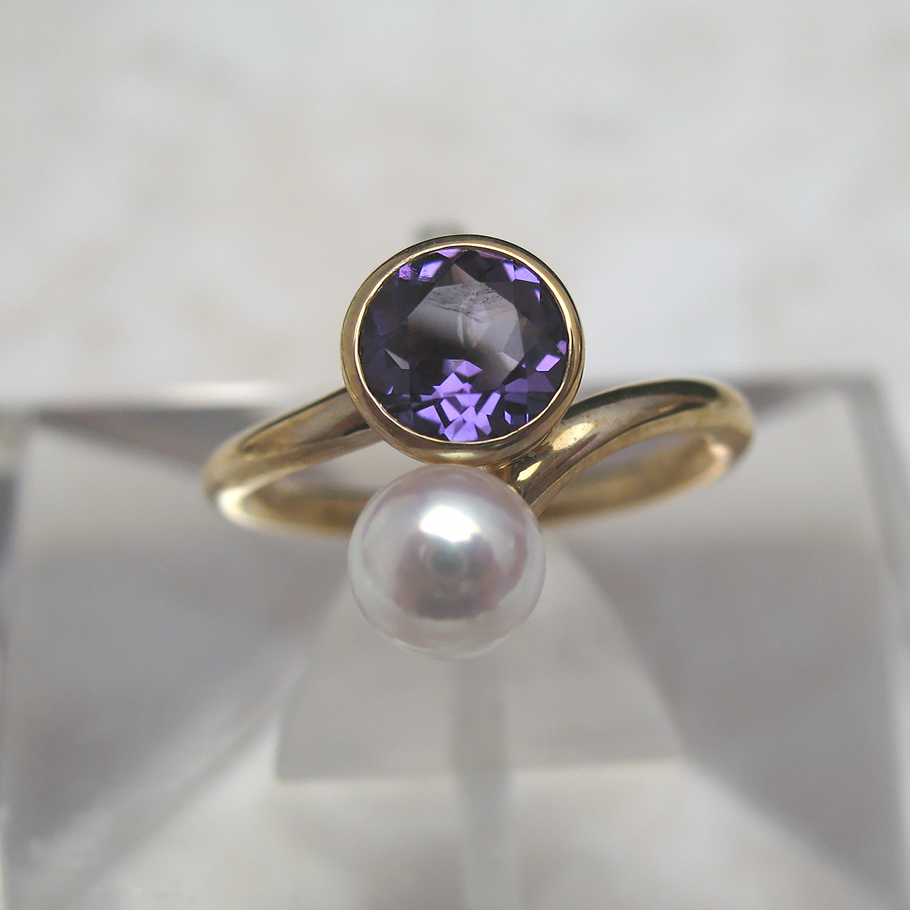 K10アメジスト&あこやパールリング - 画像 (2)