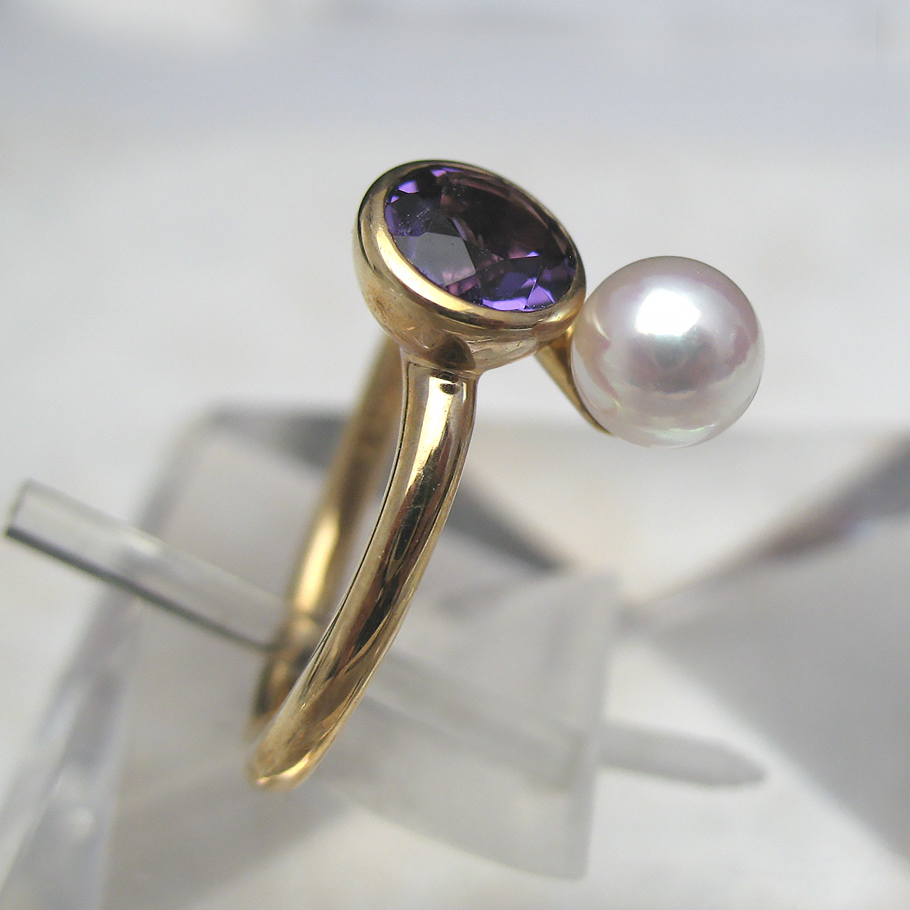 K10アメジスト&あこやパールリング - 画像 (3)