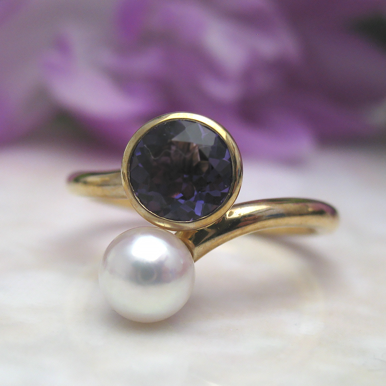 K10アメジスト&あこやパールリング - 画像 (6)