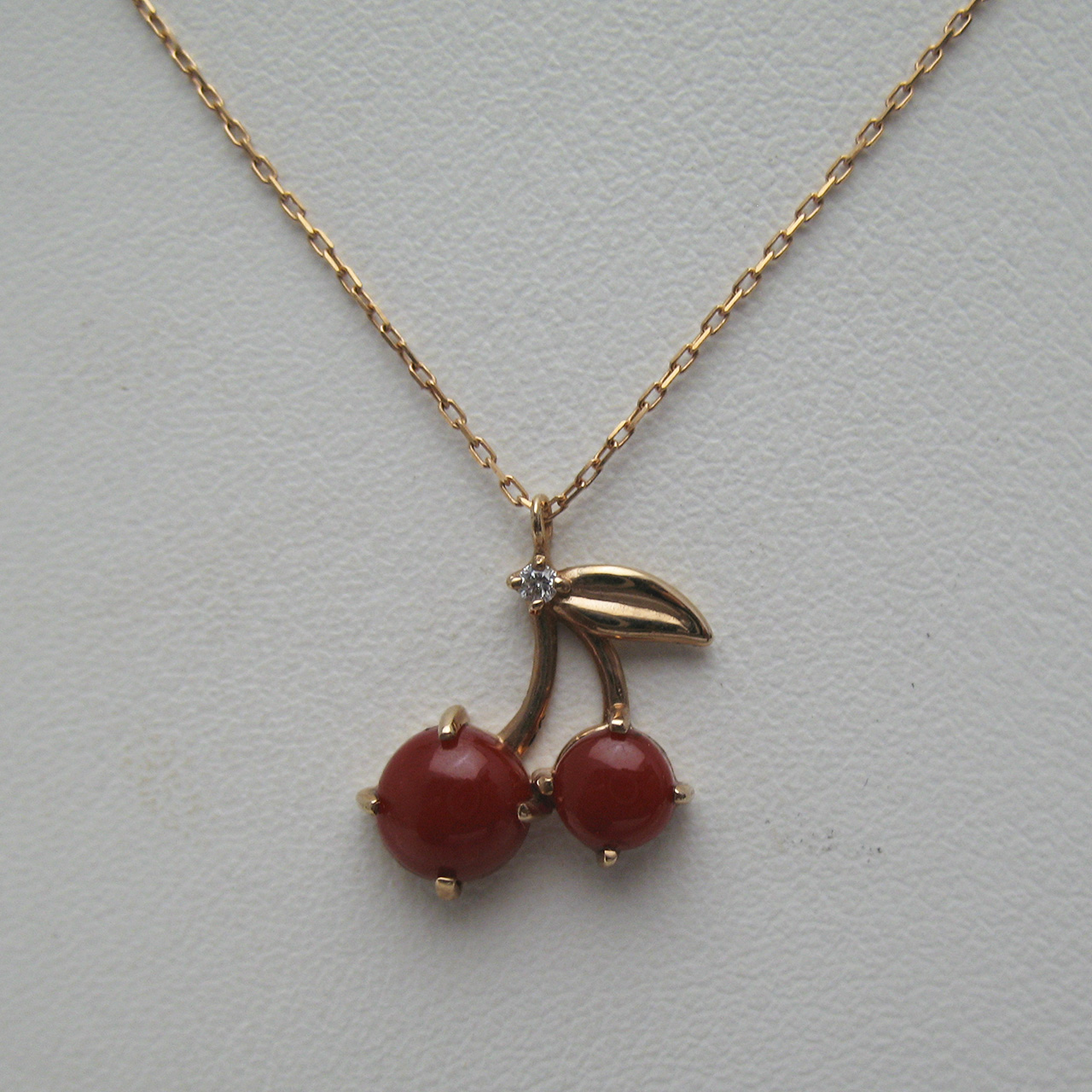 Bijoux fromsea K18PG血赤珊瑚さくらんぼペンダント TK-12376 - 画像 (3)