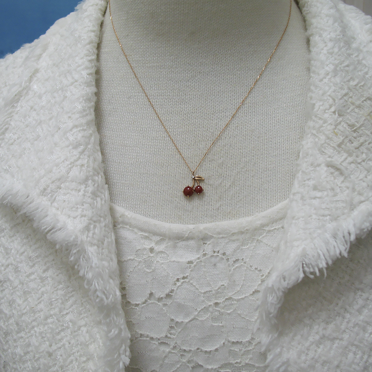 Bijoux fromsea K18PG血赤珊瑚さくらんぼペンダント TK-12376 - 画像 (6)