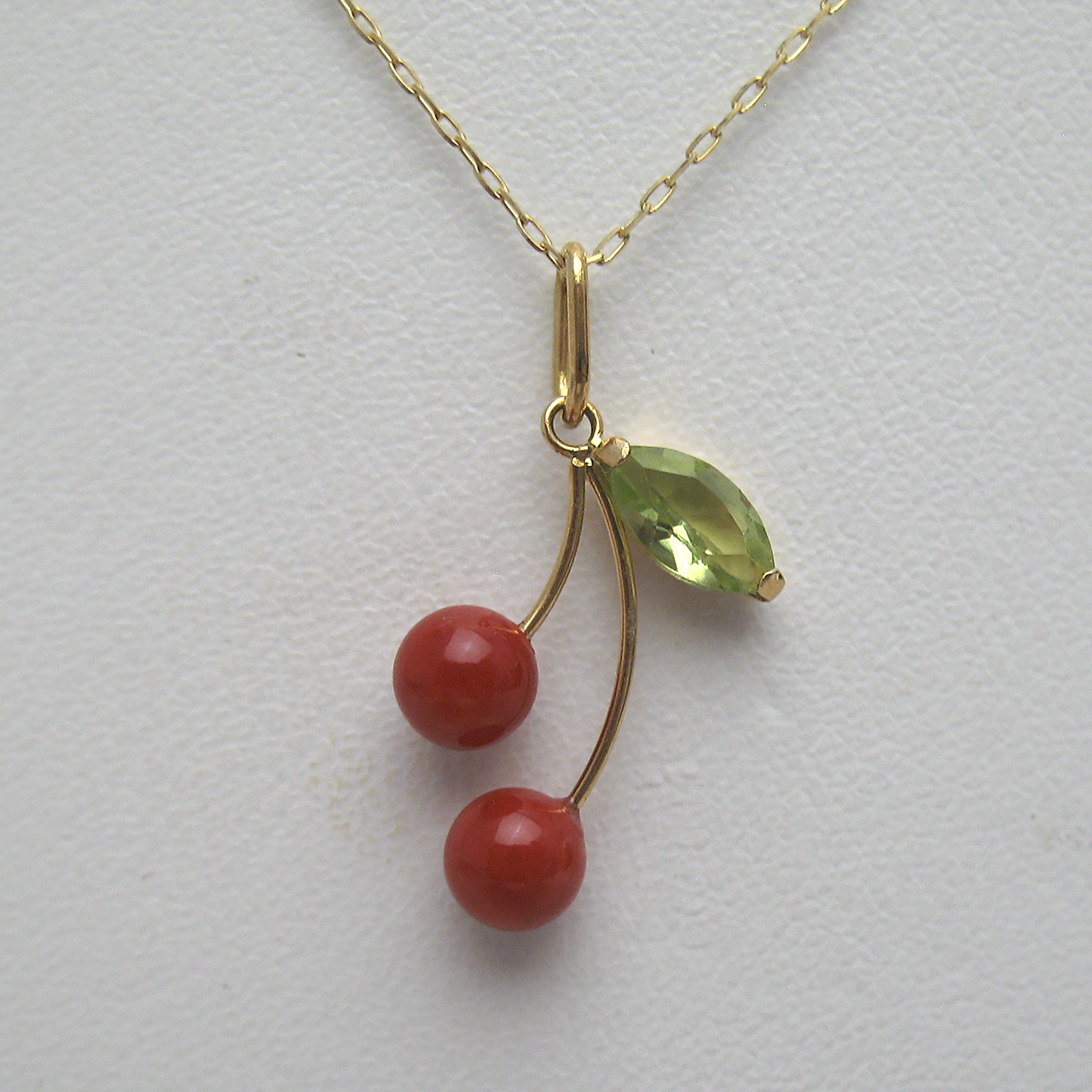 Bijoux fromsea K18朱赤珊瑚さくらんぼペンダントTK-11783 - 画像 (3)