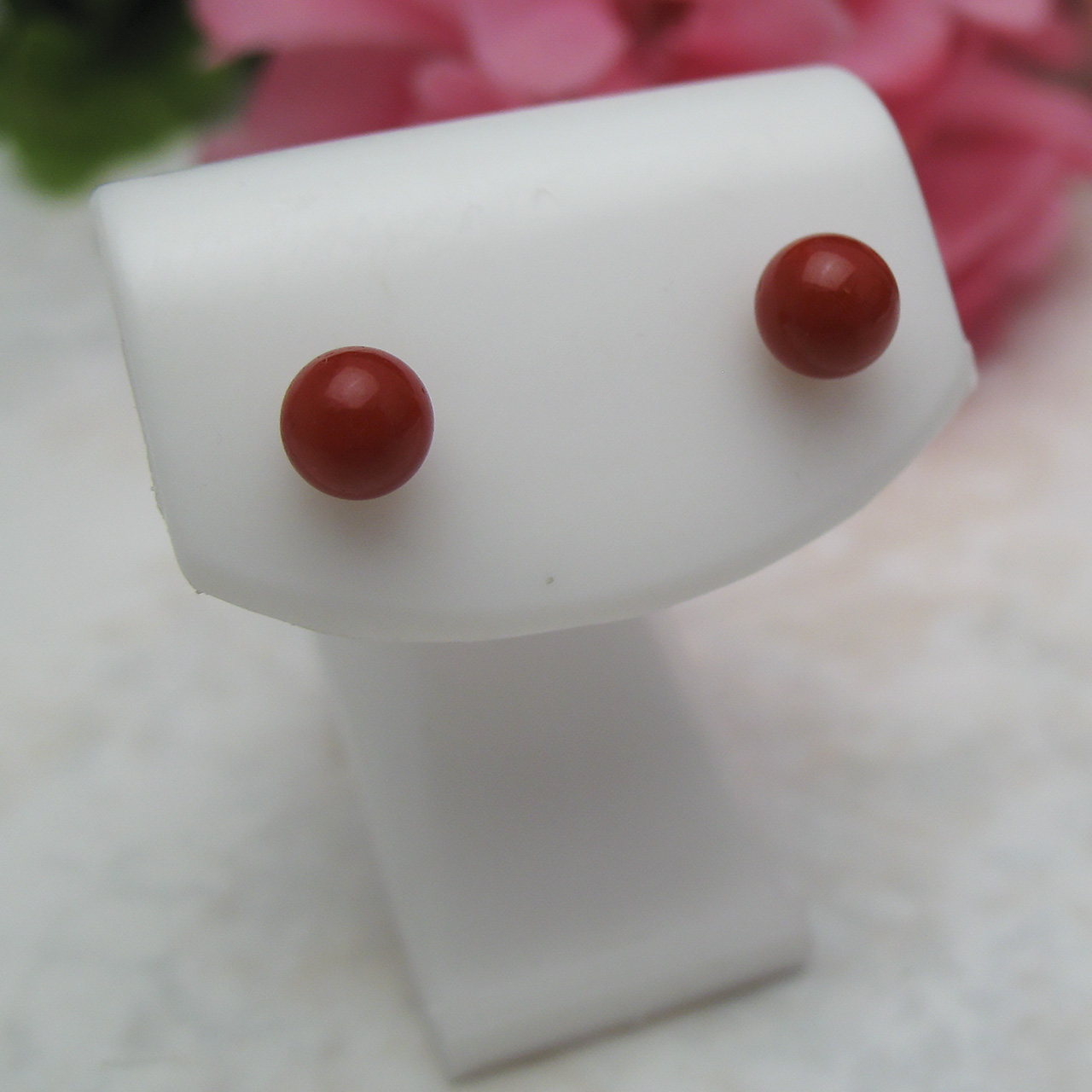 Bijoux fromsea K18朱赤珊瑚 ピアス 6ミリ PE-595