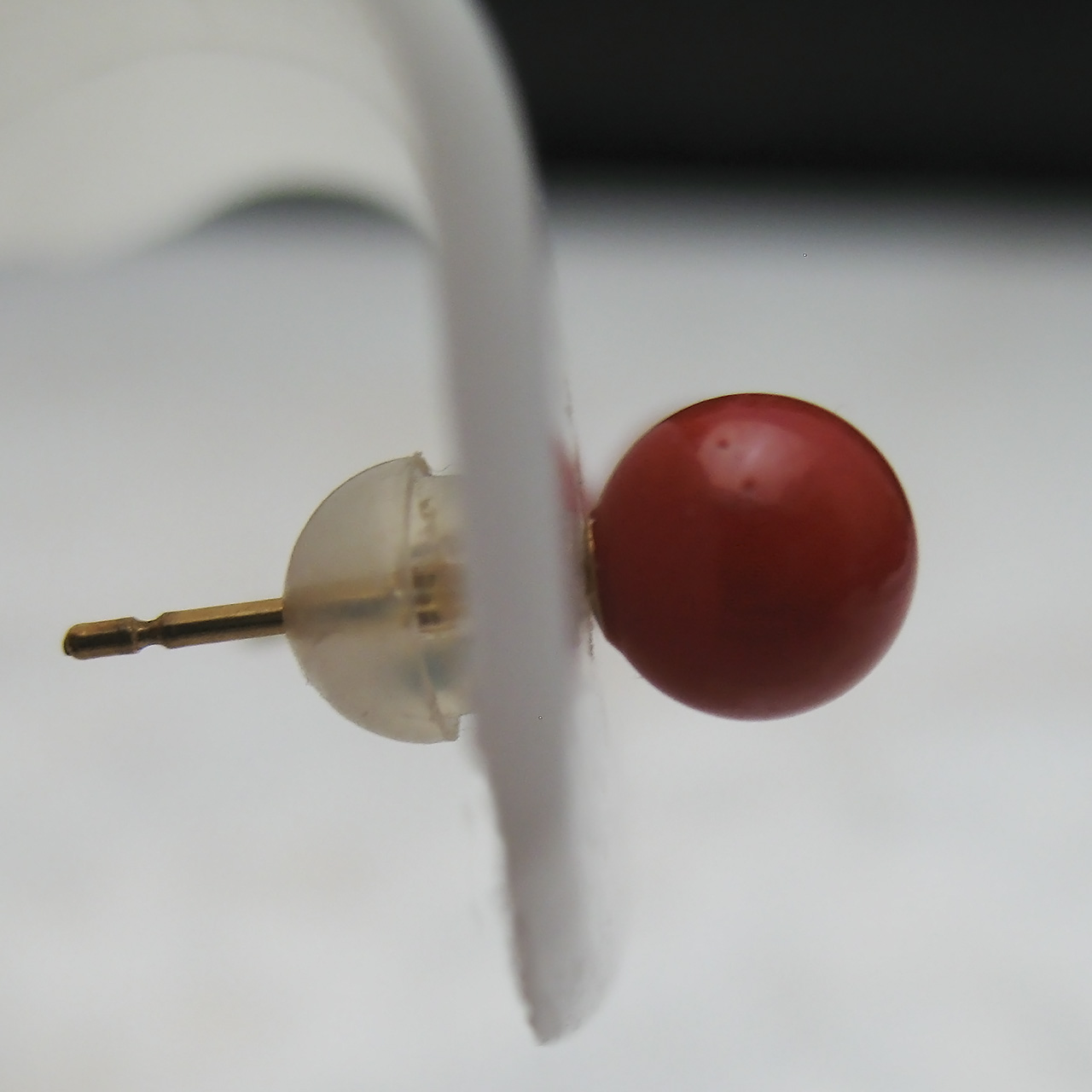 Bijoux　fromsea　K18朱赤珊瑚 ピアス 6ミリ　PE-595 - 画像 (3)