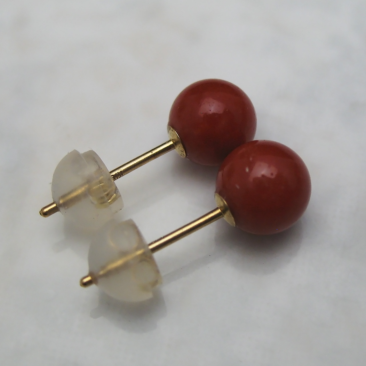 Bijoux　fromsea　K18朱赤珊瑚 ピアス 6ミリ　PE-595 - 画像 (4)