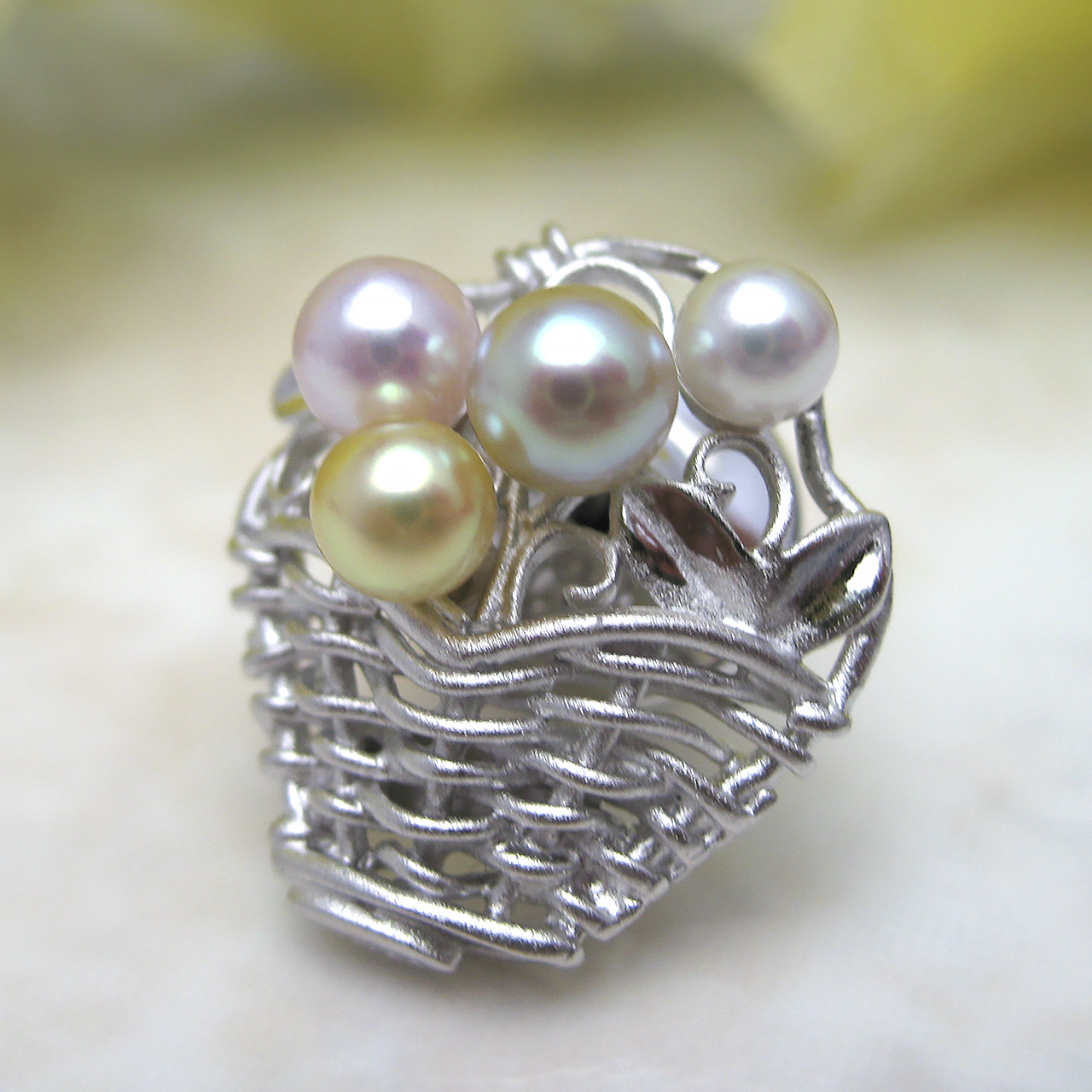 小さな花かご オールあこや可愛いタイニーピンSV - 画像 (5)