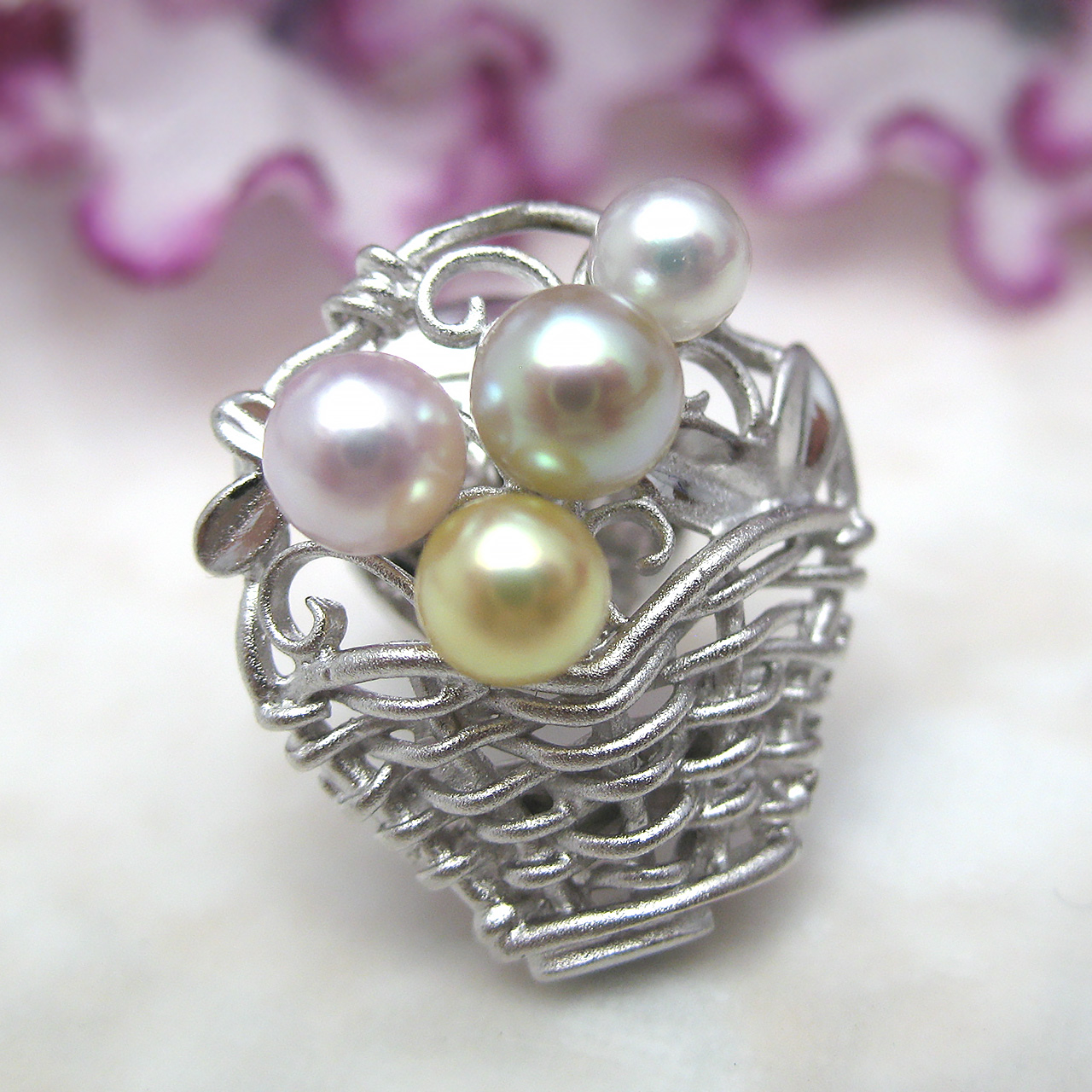 小さな花かご オールあこや可愛いタイニーピンSV