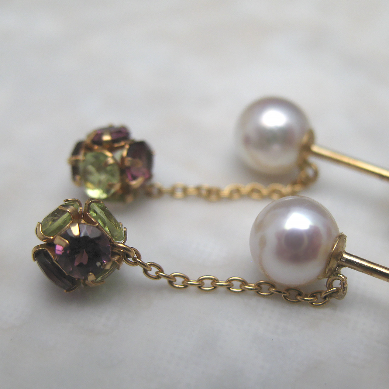 K18あこや真珠5ミリ＆ストーンボール ピアス - 画像 (3)