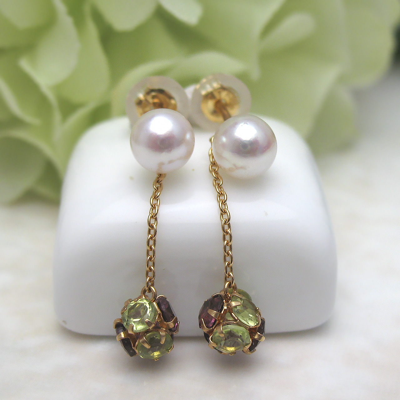 K18あこや真珠5ミリ＆ストーンボール ピアス - 画像 (5)