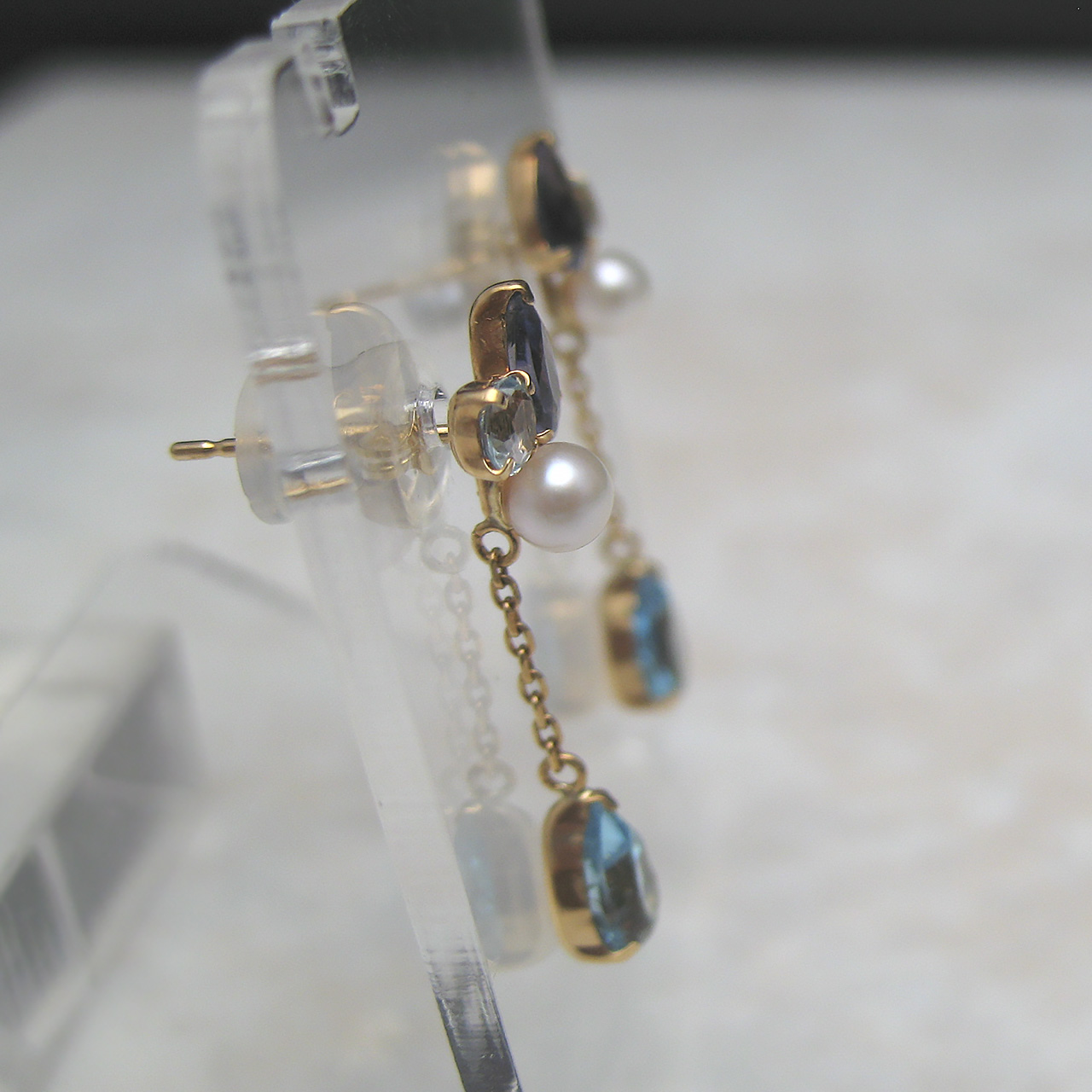 K18あこや真珠&カラーストーンピアスPE-1813 - 画像 (3)