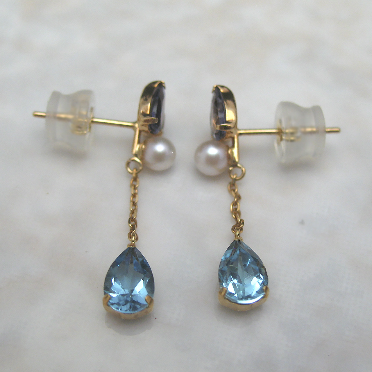 K18あこや真珠&カラーストーンピアスPE-1813 - 画像 (4)