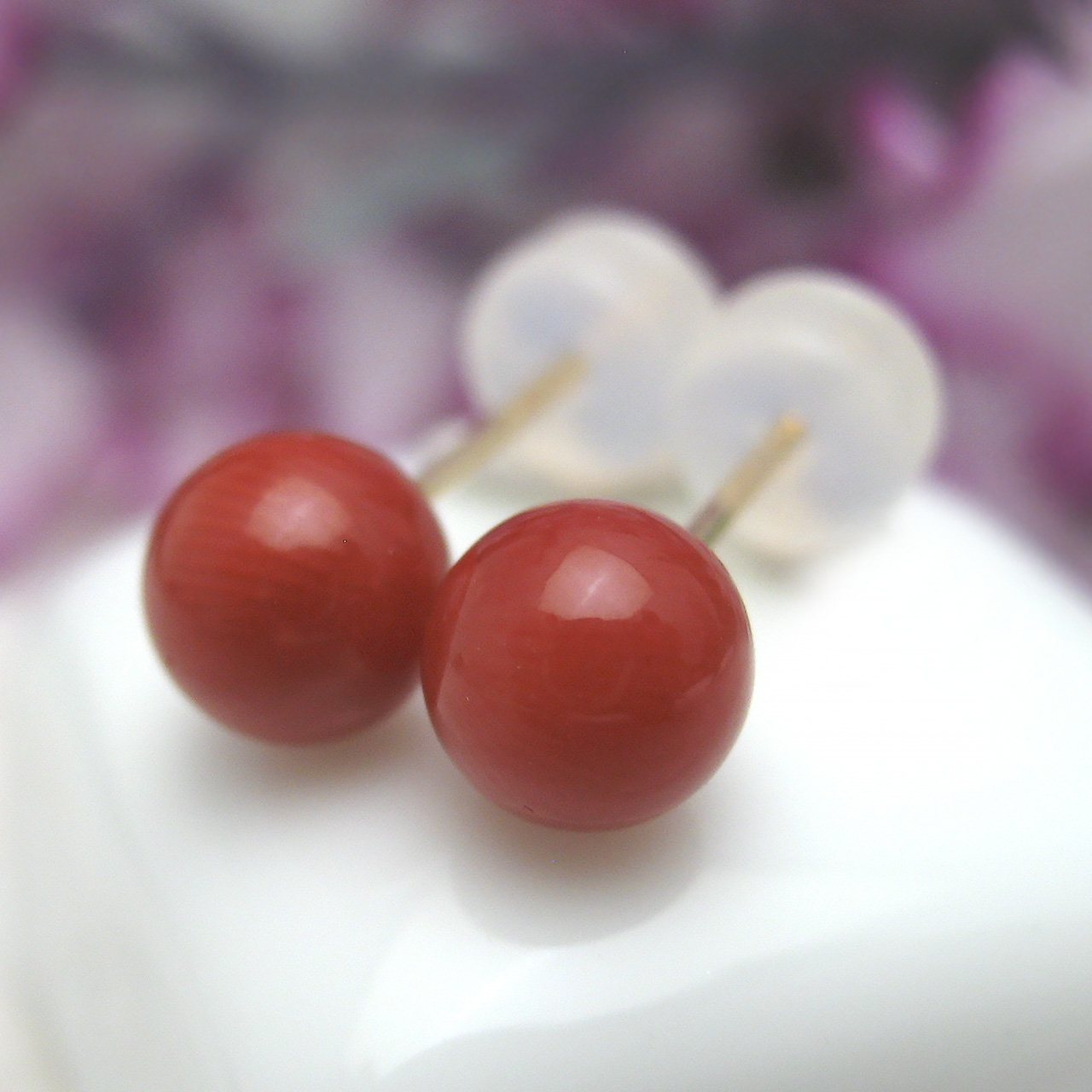 Bijoux　fromsea　5.5ミリ朱赤珊瑚 ピアス　PE9396 - 画像 (6)