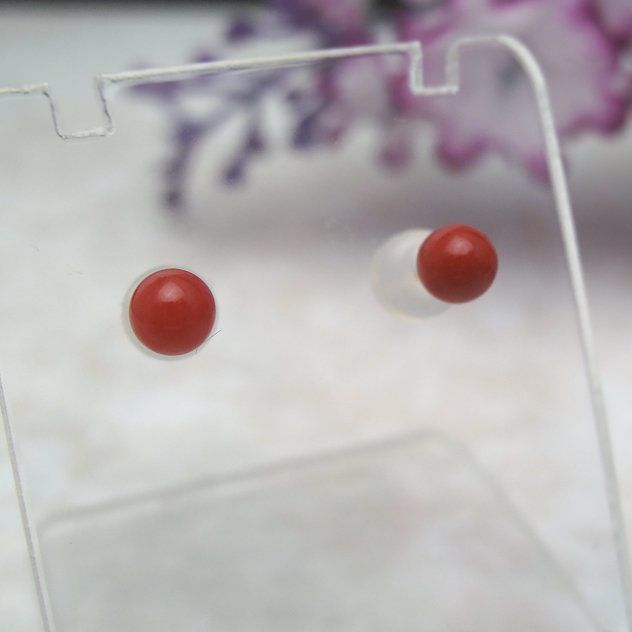 Bijoux　fromsea　4ミリ珊瑚 ピアス K18　PE9452