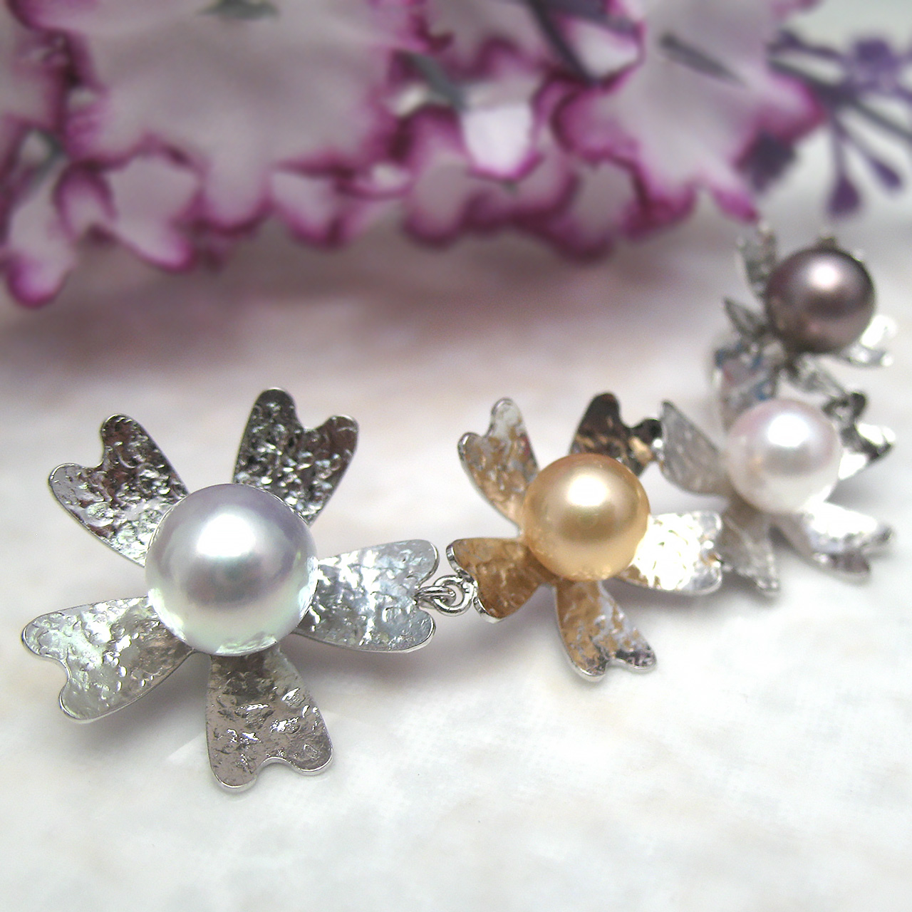 SV/K10WG　Reflection Colorsあこや&淡水真珠片方ピアス - 画像 (5)