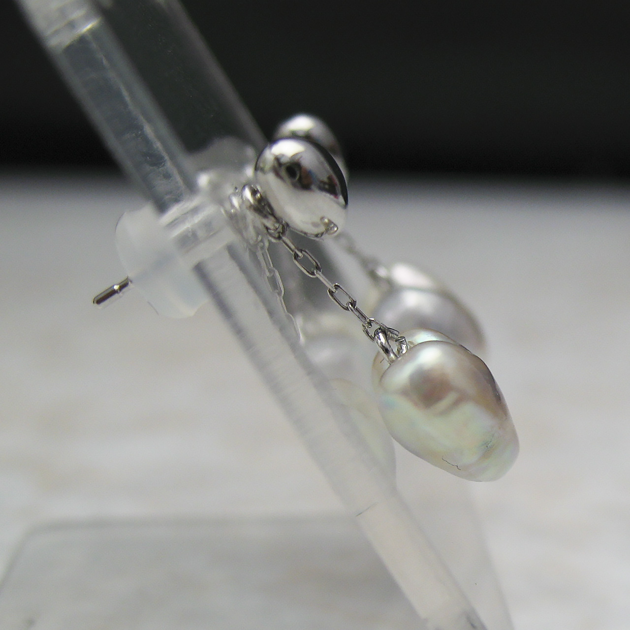 Pt　あこやハートシェイプチャームピアス - 画像 (3)