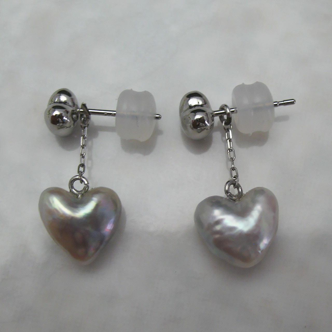 Pt　あこやハートシェイプチャームピアス - 画像 (4)