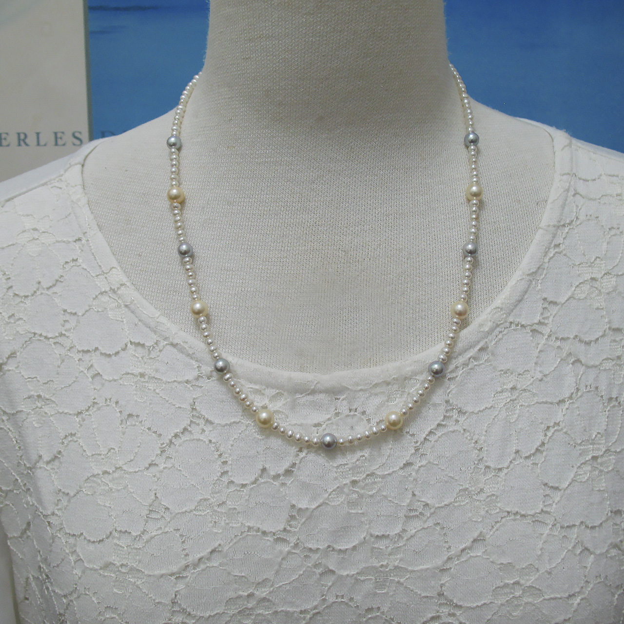 あこや＆ 淡水真珠 ステーションネックレス - 画像 (6)