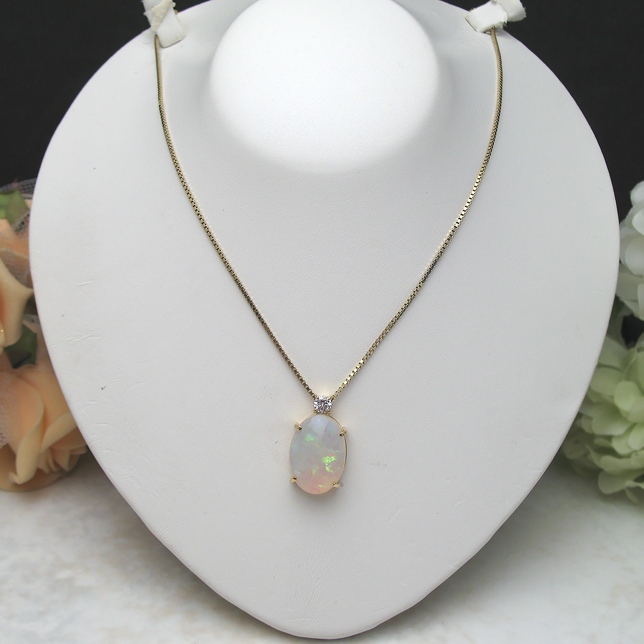K18オパール・ダイヤペンダント - 画像 (2)