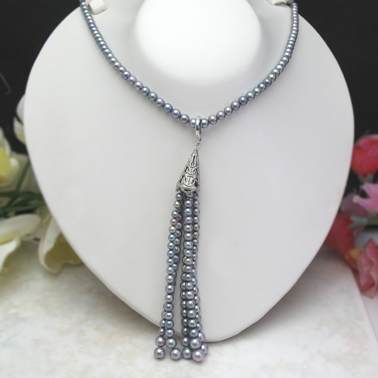 あこや真珠タッセル クリッカーペンダントSV - 画像 (2)