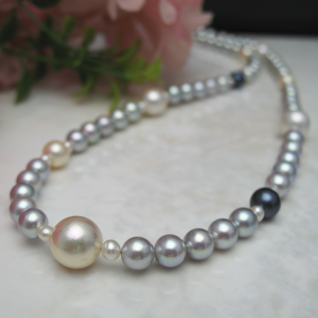 あこや真珠 ＆ 淡水真珠 ステーションネックレス - 画像 (5)