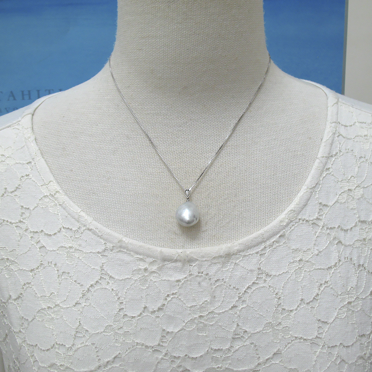 Pt900白蝶真珠&ダイヤペンダント - 画像 (7)