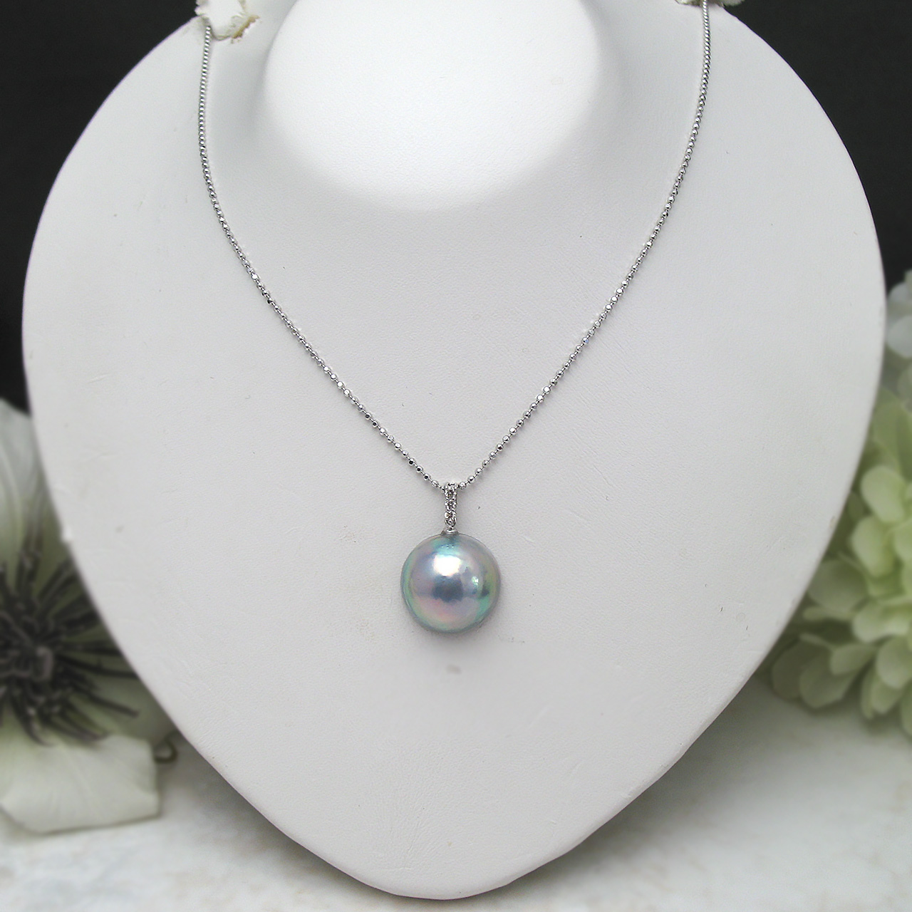 Pt900マベ&ダイヤペンダント - 画像 (2)