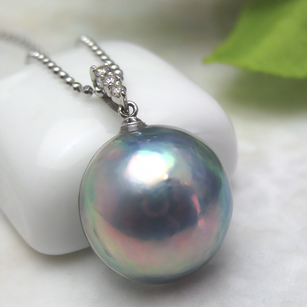 Pt900マベ&ダイヤペンダント