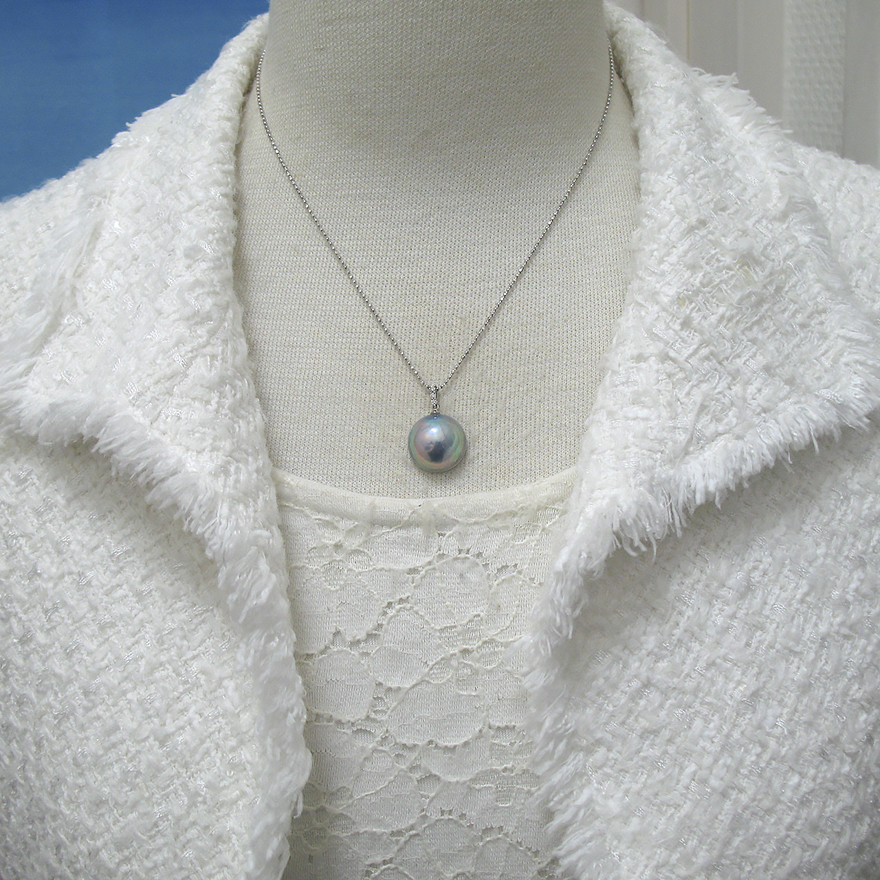 Pt900マベ&ダイヤペンダント - 画像 (6)