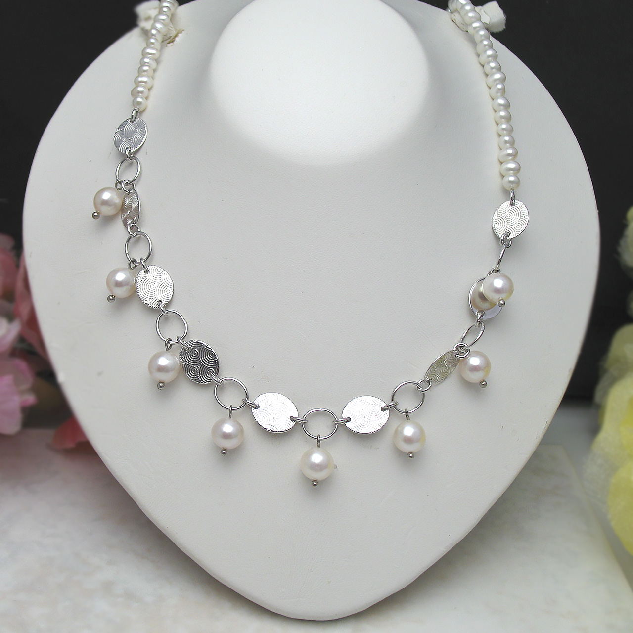 SV淡水真珠ネックレス　SS430-2 - 画像 (2)