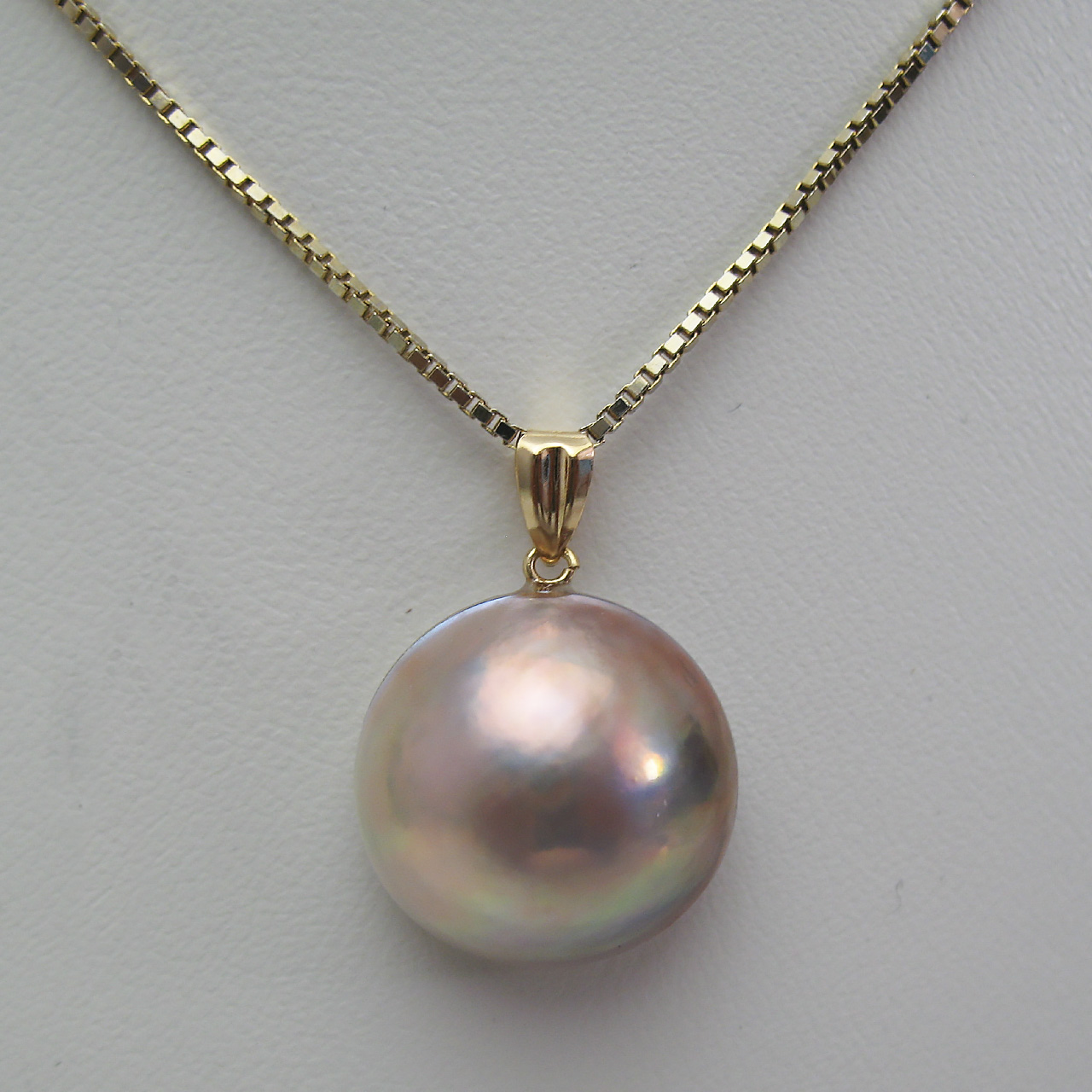 K18 茜色マベ真珠ペンダント16ミリ - 画像 (3)