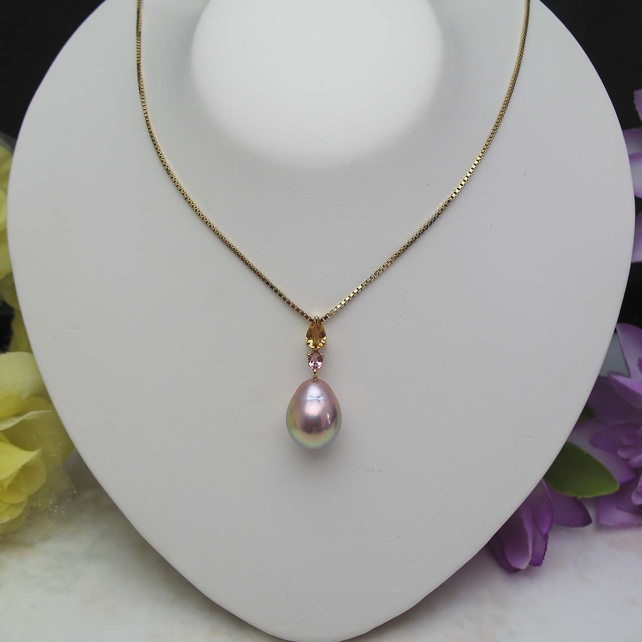 K18有核淡水ペンダント - 画像 (2)