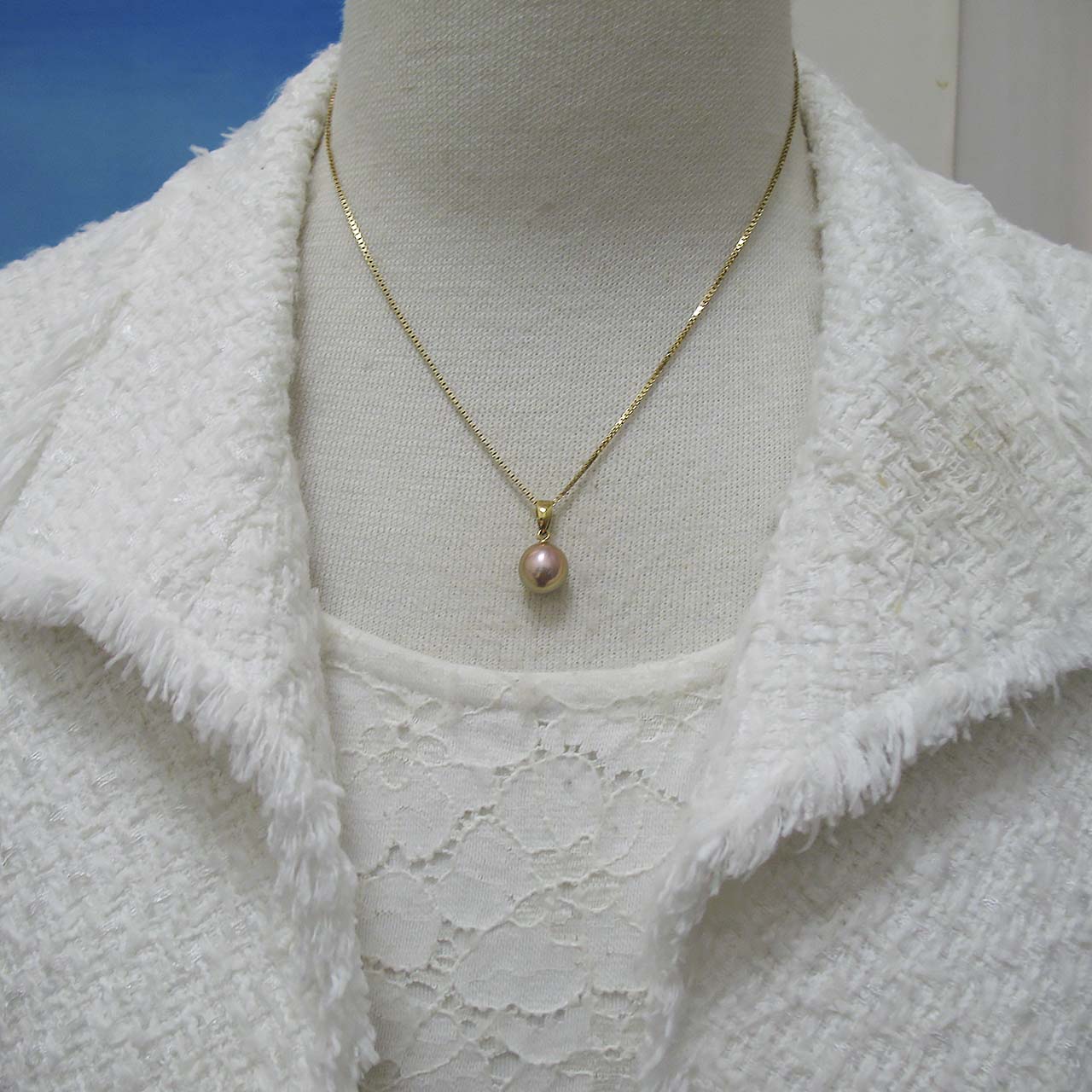 K18有核淡水ペンダント No.８ - 画像 (6)