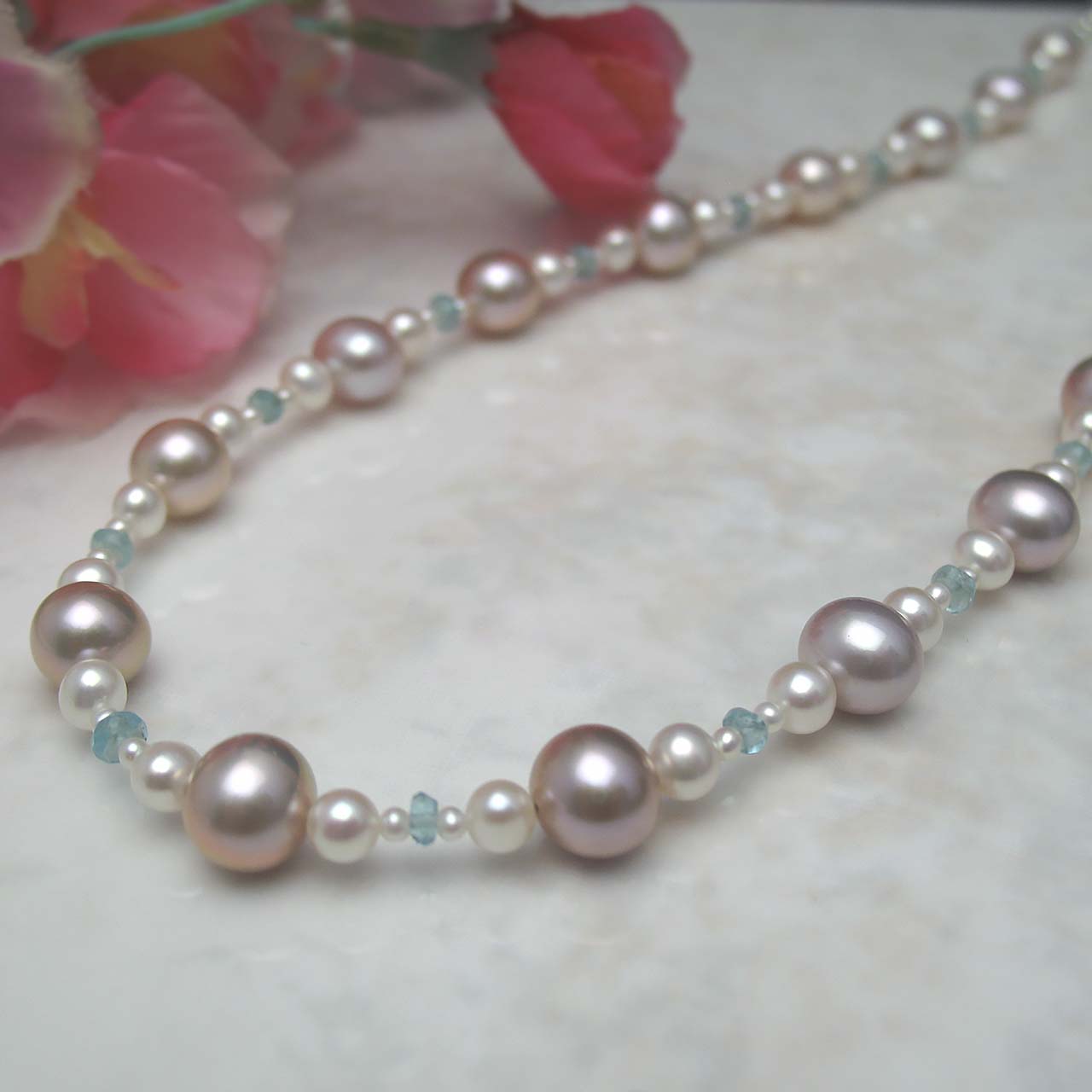 淡水&ブルートパーズネックレス - 画像 (7)